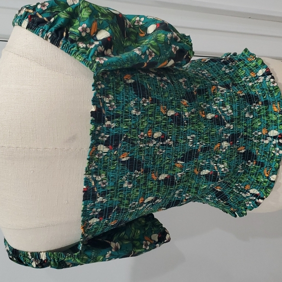 Anthropologie Dolan Left Coast Smocked Puff-Sleeved Top in GREEN M NEW - Picture 9 of 9